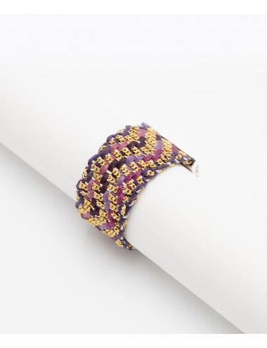 ZIG ZAG Ring in Sterling Silver 18Kt. Gold plated. Fabric: Silk Shades of Purple