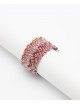 ZIG ZAG Ring in Sterling Silver Rhodium plated. Fabric: Silk Shades of Red Grey Pink