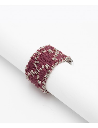 RHOMBUS Ring in Sterling Silver Rhodium plated. Fabric: Bordeaux