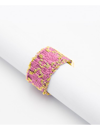 RHOMBUS Ring in Sterling Silver 18Kt. Yellow gold plated. Fabric: Pink