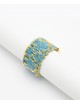 RHOMBUS Ring in Sterling Silver 18Kt. Yellow gold plated. Fabric: Turquoise
