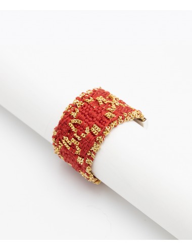 RHOMBUS Ring in Sterling Silver 18Kt. Yellow gold plated. Fabric: Red