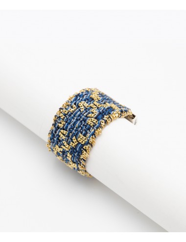 RHOMBUS Ring in Sterling Silver 14Kt. Yellow 18Kt. gold plated. Fabric: Silk Jeans