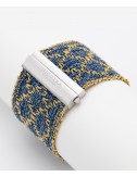 RHOMBUS Bracelet in Sterling Silver 18Kt. Gold plated. Fabric: Silk Jeans