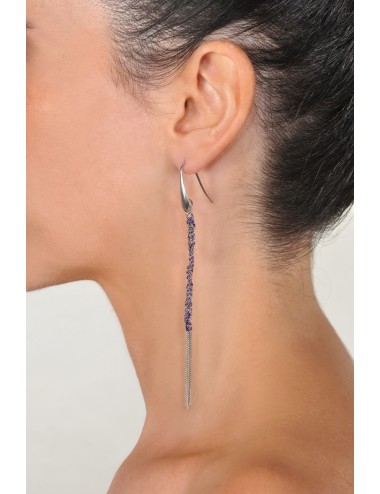 TWIST Earrings in Sterling Silver Rhodium plated. Fabric: Purple