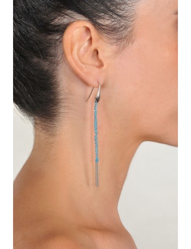 TWIST Earrings in Sterling Silver Rhodium plated. Fabric: Turquoise