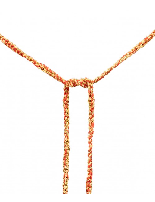 TWIST Necklaces in Sterling Silver 18Kt. Yellow gold plated. Fabric: Red