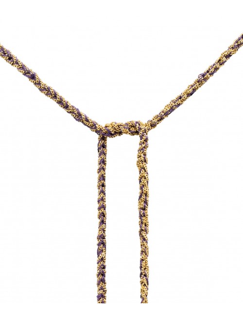 TWIST Necklaces in Sterling Silver 18Kt. Yellow gold plated. Fabric: Purple