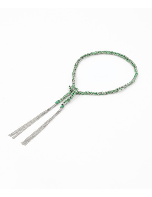 TWIST Bracelet in Sterling Silver Rhodium plated. Fabric: Emerald