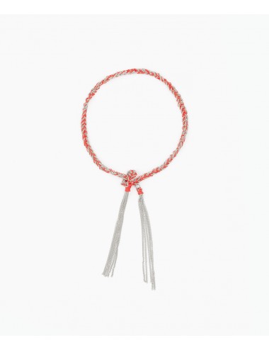 TWIST Bracelet in Sterling Silver Rhodium plated. Fabric: Red