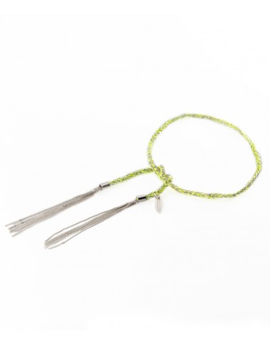 TWIST Bracelet in Sterling Silver Rhodium plated. Fabric: Lime