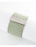 ZIG ZAG Bracelet in Sterling Silver Rhodium plated. Fabric: Silk Aquamarine