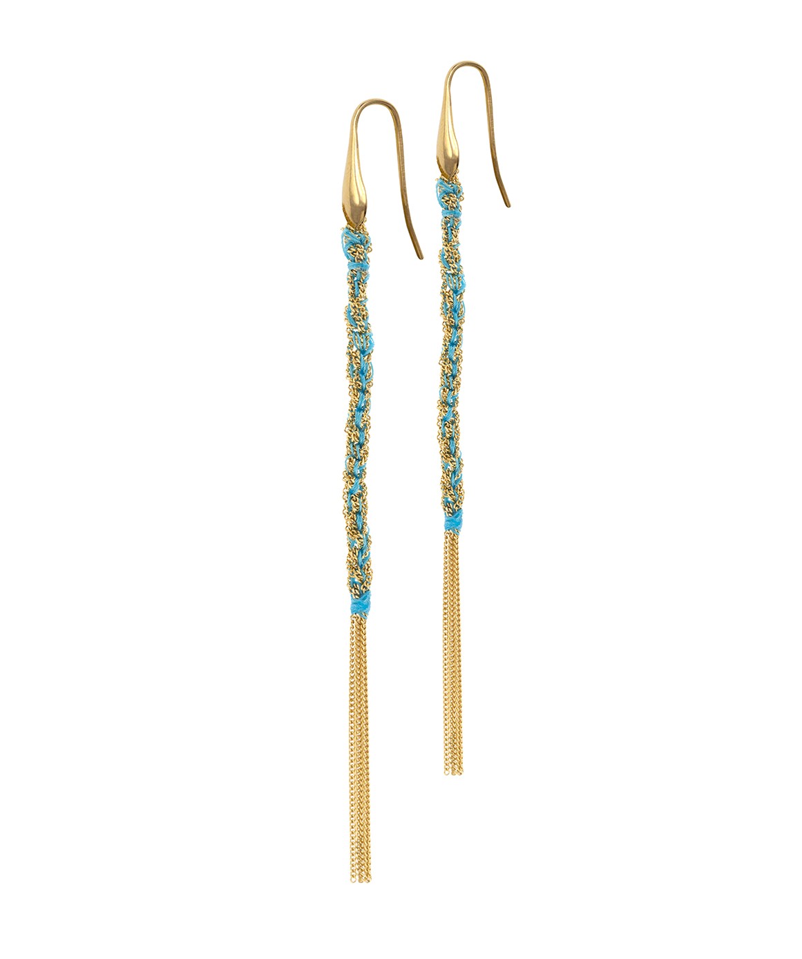 TWIST Earrings in Sterling Silver 18Kt. Yellow gold plated. Fabric: Turquoise