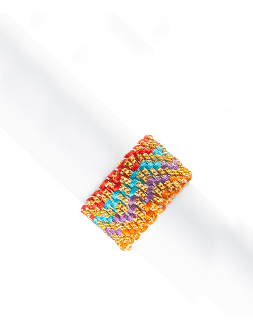 ZIG ZAG Ring in Sterling Silver 18Kt. Gold plated. Fabric: Silk Shades of Summer