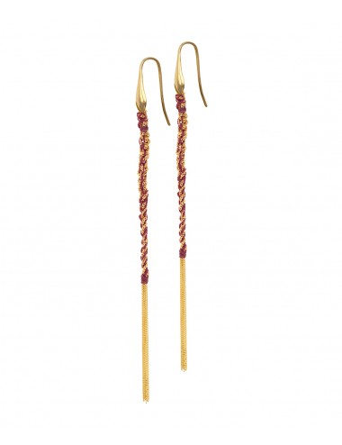 TWIST Earrings in Sterling Silver 18Kt. Yellow gold plated. Fabric: Bordeaux
