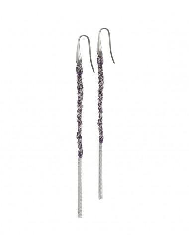 TWIST Earrings in Sterling Silver Rhodium plated. Fabric: Purple
