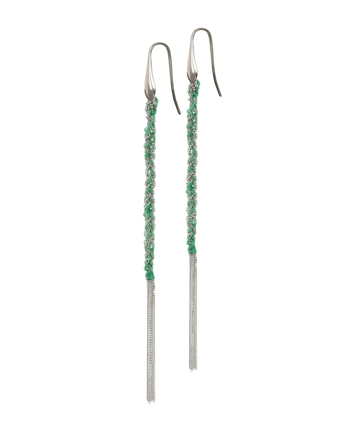 TWIST Earrings in Sterling Silver Rhodium plated. Fabric: Emerald