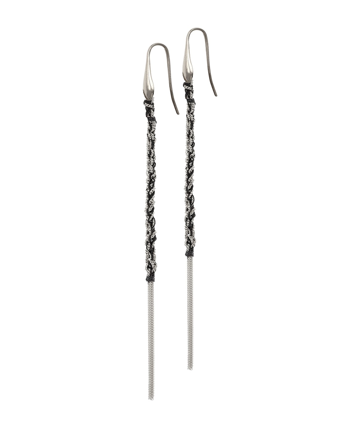 TWIST Earrings in Sterling Silver Rhodium plated. Fabric: Black