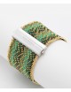 ZIG ZAG Bracelet in Sterling Silver 18Kt. Gold plated. Fabric: Silk Shades of Green
