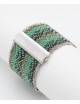 ZIG ZAG Bracelet in Sterling Silver Rhodium plated. Fabric: Silk Shades of Green